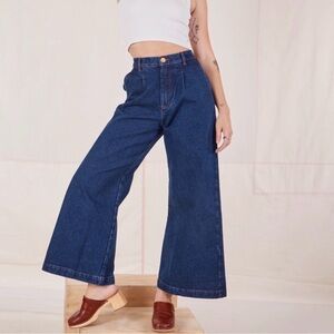 Like New Big Bud Press Wide Leg Dark Denim Trousers Size M